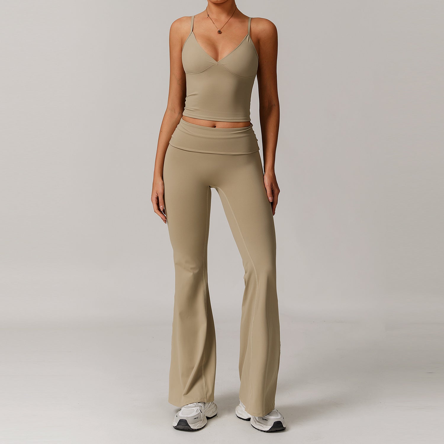 Women’s Casual All-matching Exercise Workout Outfit - L / Deep Khaki - Other