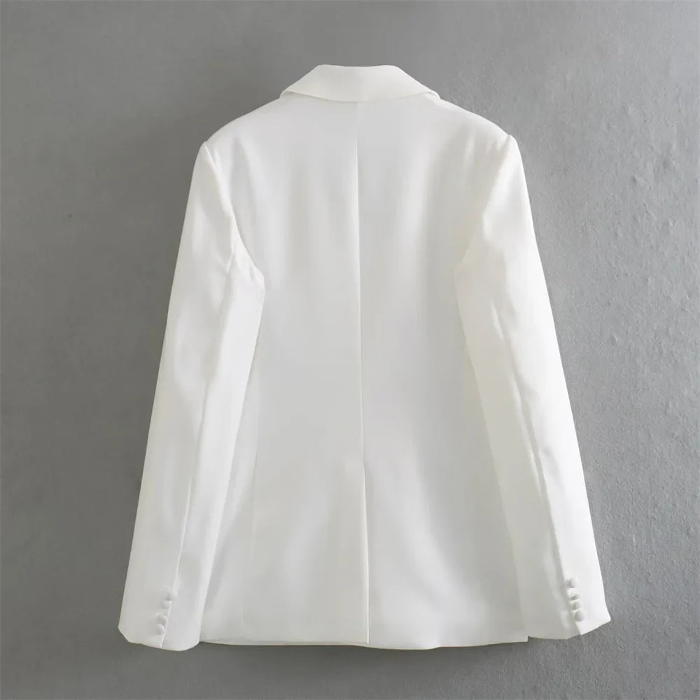 Women’s Casual Double breasted Slim Fit Suit Coat High Waist Mini Skirt - white 1 / S