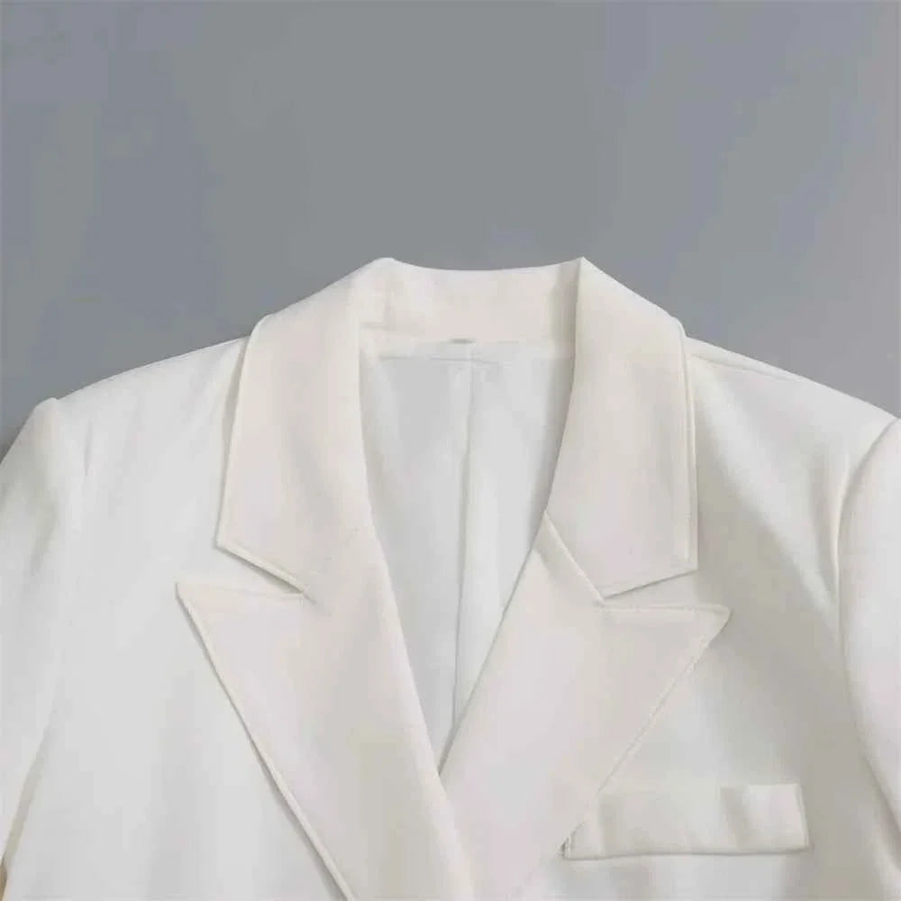 Women's Casual Double breasted Slim Fit Suit Coat High Waist Slim Mini Skirt