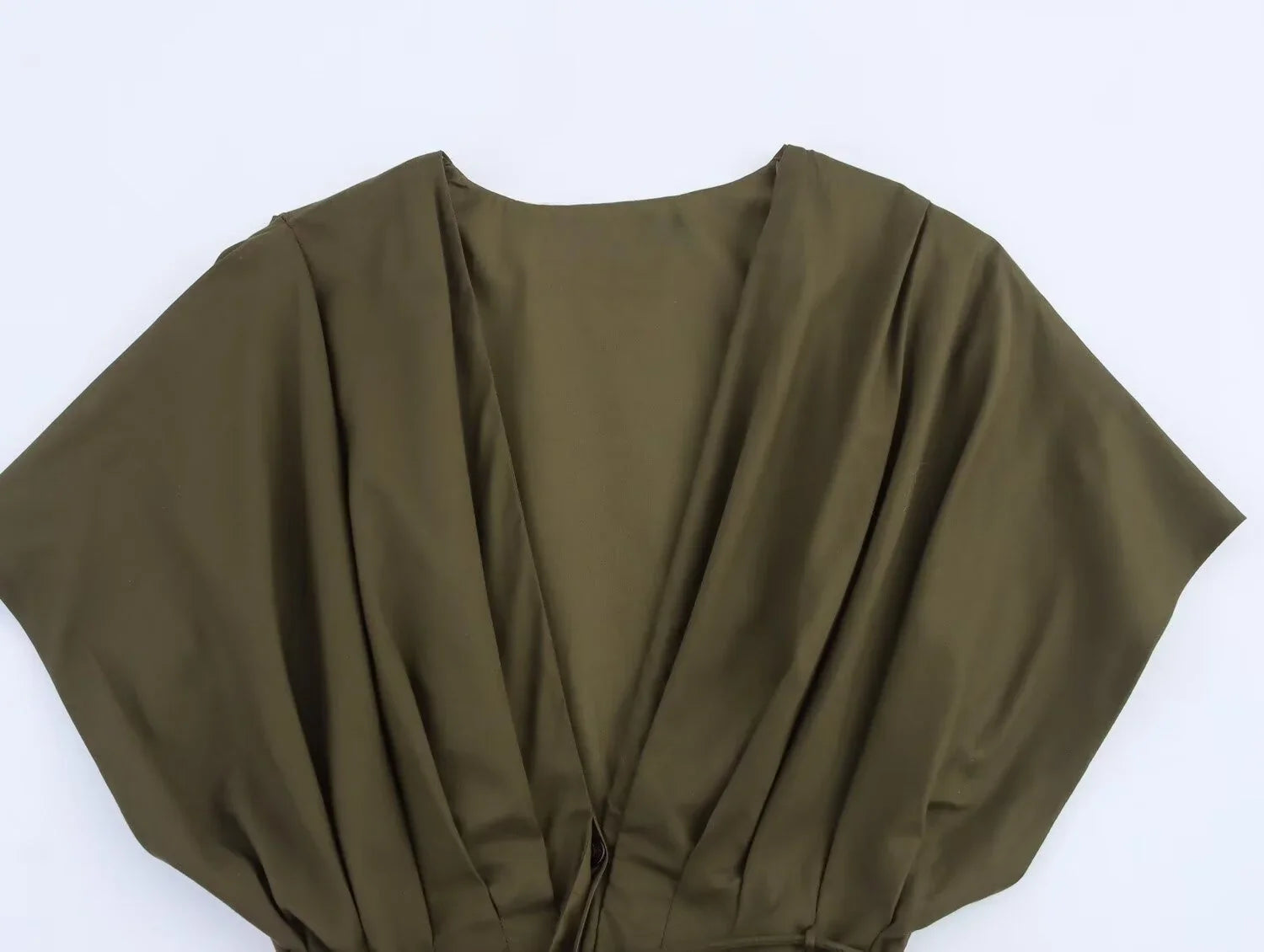 Women’s Casual Drop Shoulder Short Sleeve V-neck Midi Dress