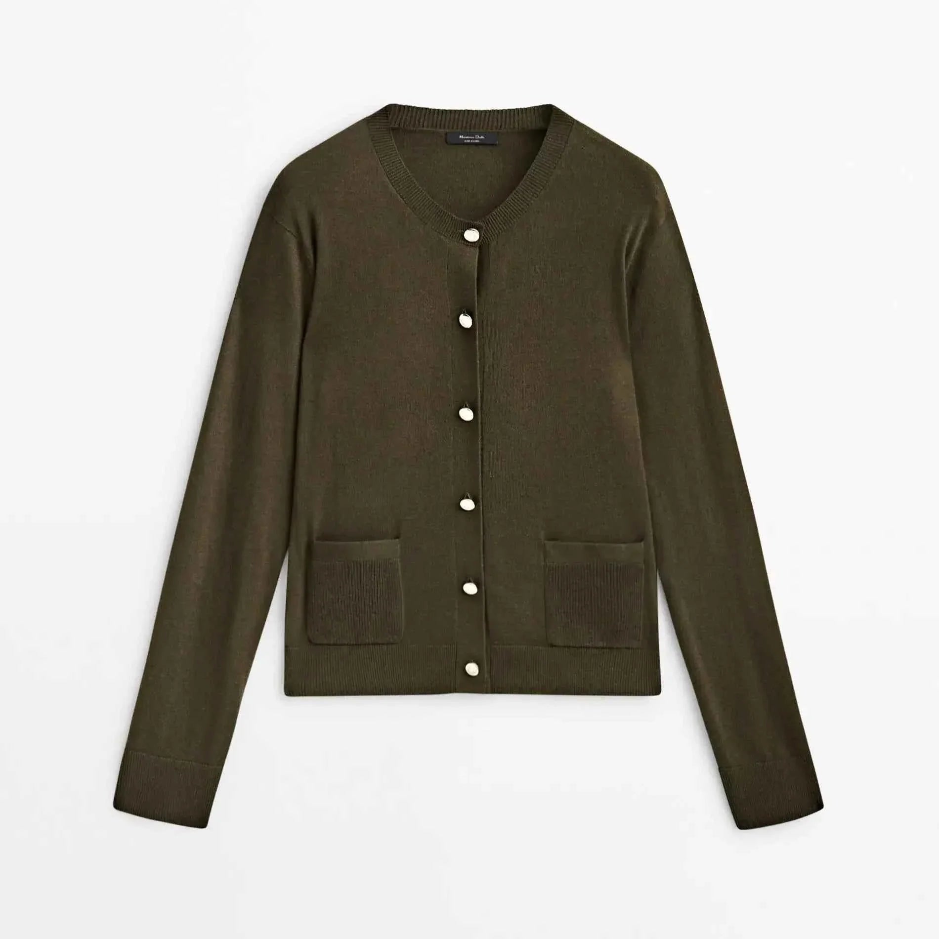 Women's Casual Little Gold Buckle Knit Cardigan