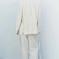 Women's Casual Retro Linen Blend Suit Jacket&Pants Set