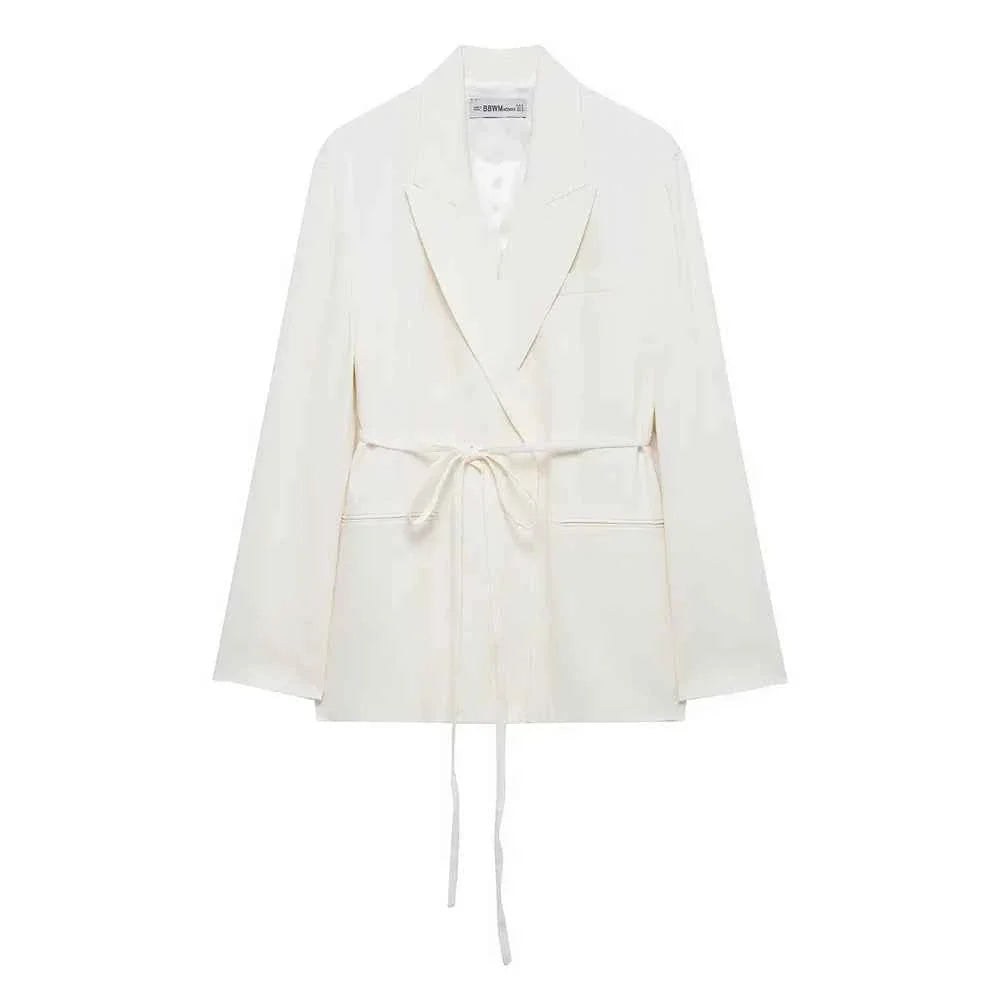 Women's Casual Retro Linen Blend Suit Jacket&Pants Set