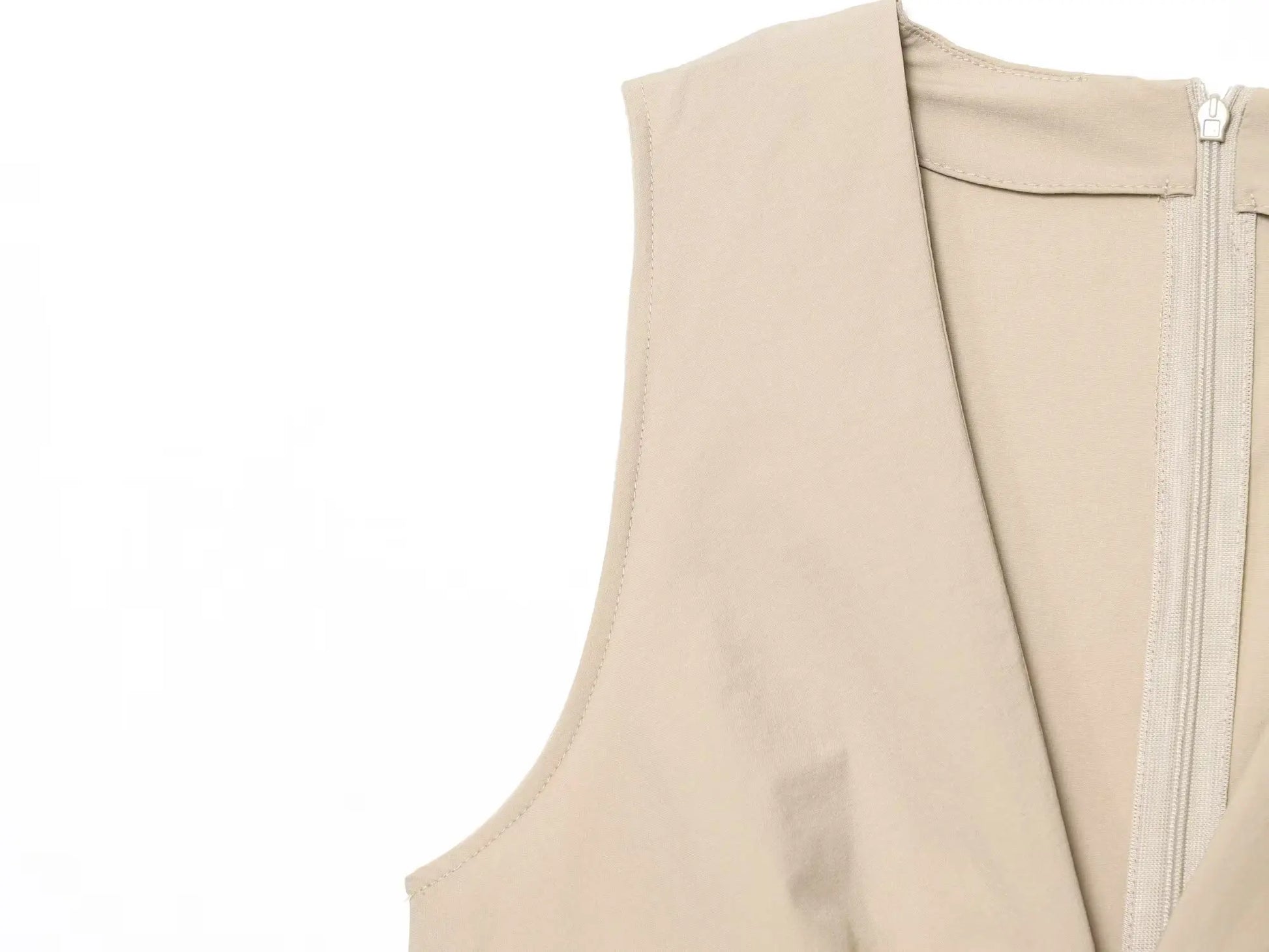 Women’s Casual Waist-revealing Open Design Knotted Midi V-neck Sleeveless Dress