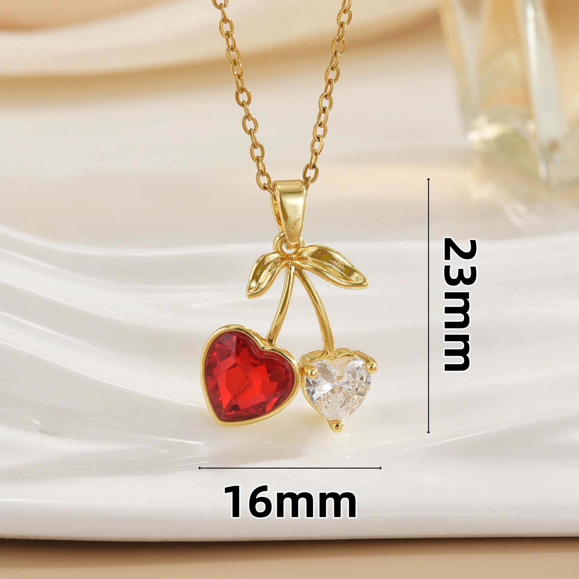 Women’s Cherry Necklace Does Not Fade High-end Pendant Versatile Clavicle Chain - Women - electronic accessories