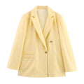 Women’s Clothing Casual Simple Long-sleeved Suit - Yellow / XS