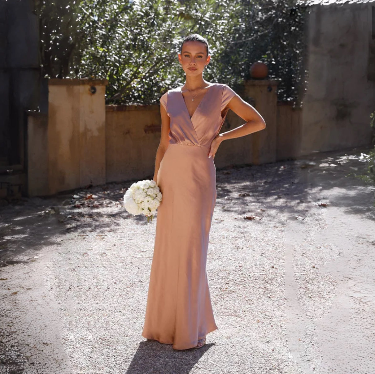 Women’s Clothing Satin V-neck Fishtail Skirt