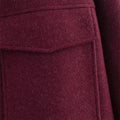 Women’s Clothing Style Fashion Versatile Wine Red Large Pocket Zipper Woolen Coat