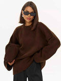 Women's Crew Neck Vintage Oversize Trendy Sweater