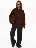 Women's Crew Neck Vintage Oversize Trendy Sweater