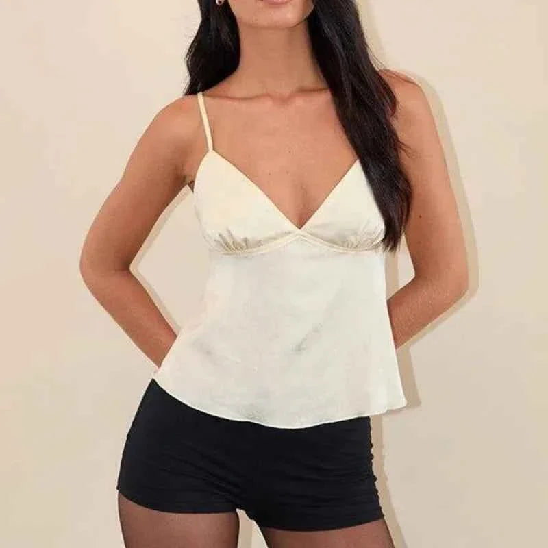 Women's Crop Top Floral Satin Tank Top