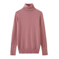 Women’s Cropped Basic Turtleneck Sweater Long Sleeves with Buttons - Pink pullover / L