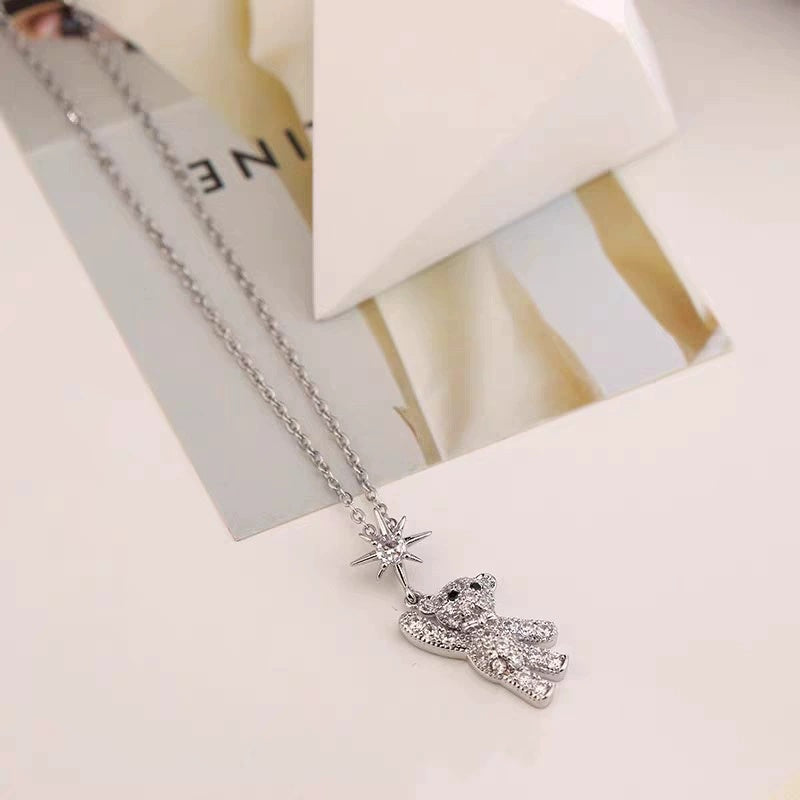 Women’s Cute Bear Necklace Design Niche Titanium Steel Non-fading Clavicle Chain Pendant - electronic accessories