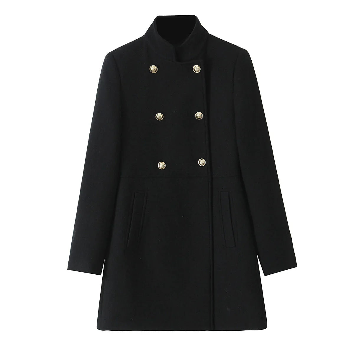 Women’s Double Breasted Coat Jacket - black / L