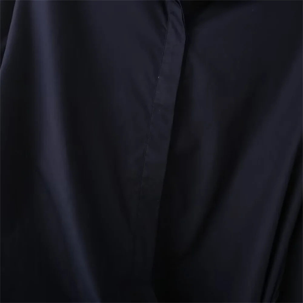 Women’s Double breasted Long Sleeved Poplin Shirt Wide Leg Pants Set