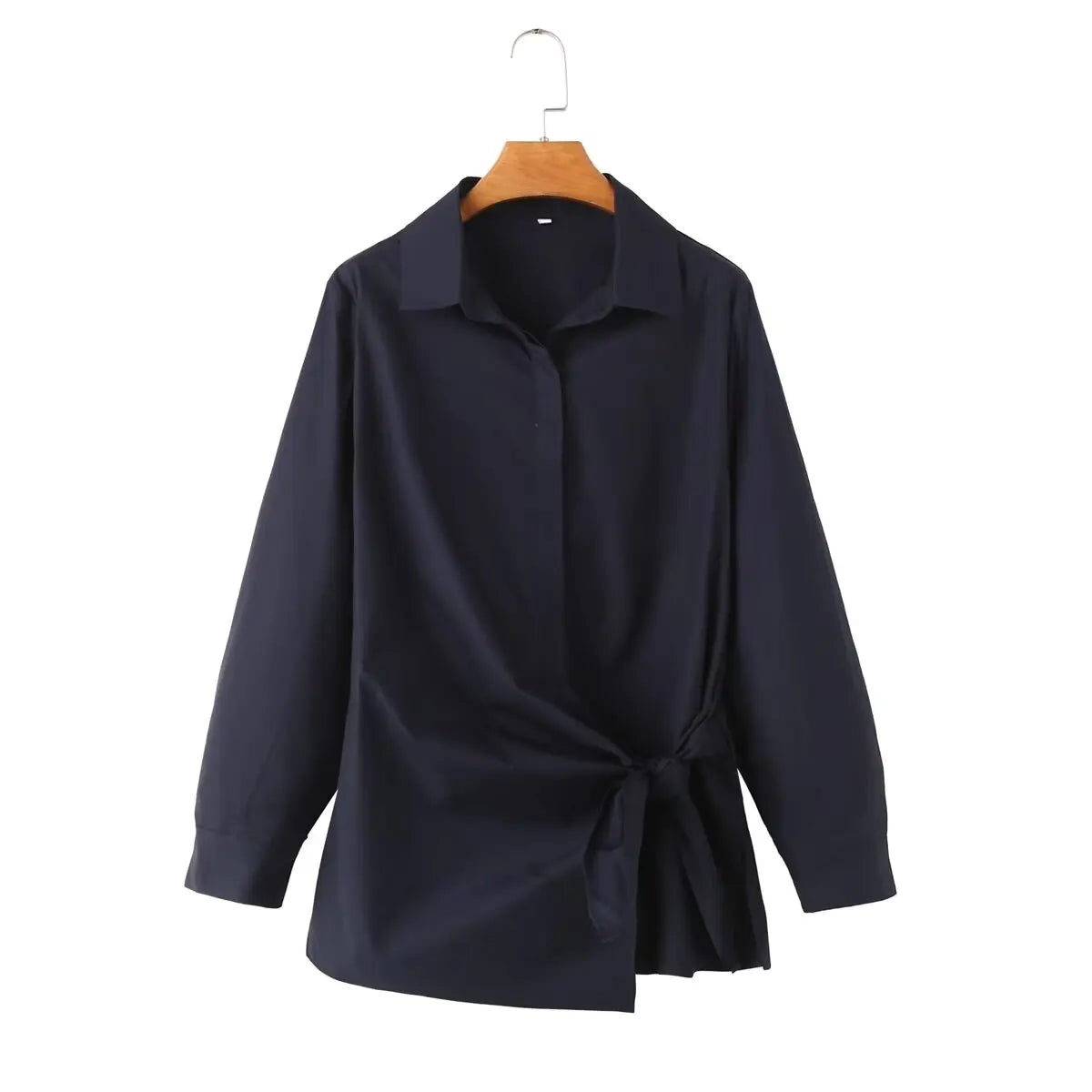 Women’s Double breasted Long Sleeved Poplin Shirt Wide Leg Pants Set - Sea Blue 1 / L