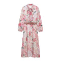 Women’s Dress With Waistband and Floral Print - MULTI / L