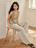 Women’s Elastic-Waist Wide-Leg Pants - Artistic Stripe & Fluid Drape Silhouette Casual Loose