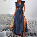 Women’s Elegant V-Neck Maxi Dress - Other