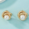 Women’s Fashion Artistic Complex Inlaid Pearl Earrings - E3386 Gold - electronic accessories