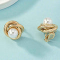 Women’s Fashion Artistic Complex Inlaid Pearl Earrings - E3386 Gold - electronic accessories