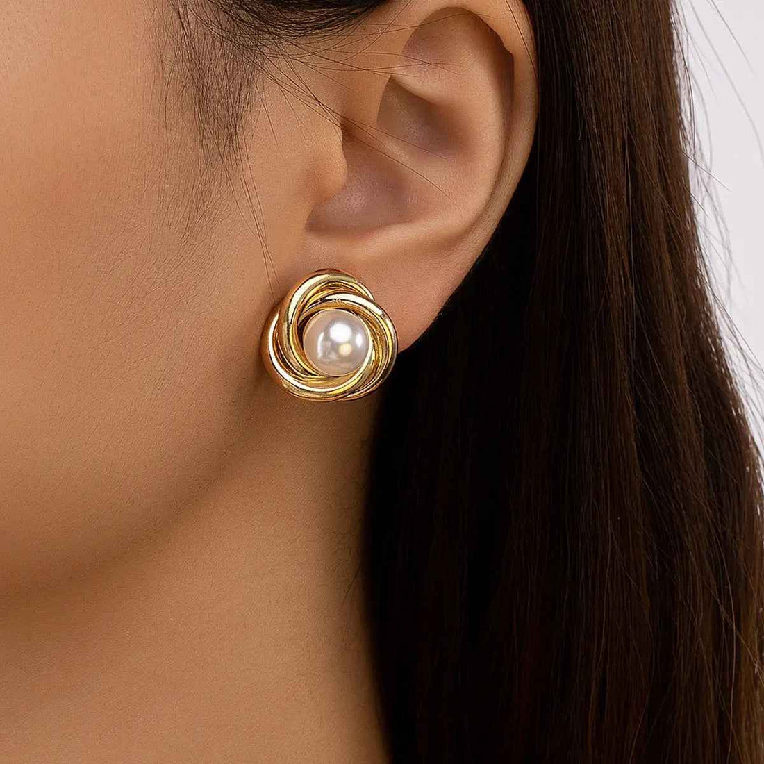 Women’s Fashion Artistic Complex Inlaid Pearl Earrings - E3386 Gold - electronic accessories