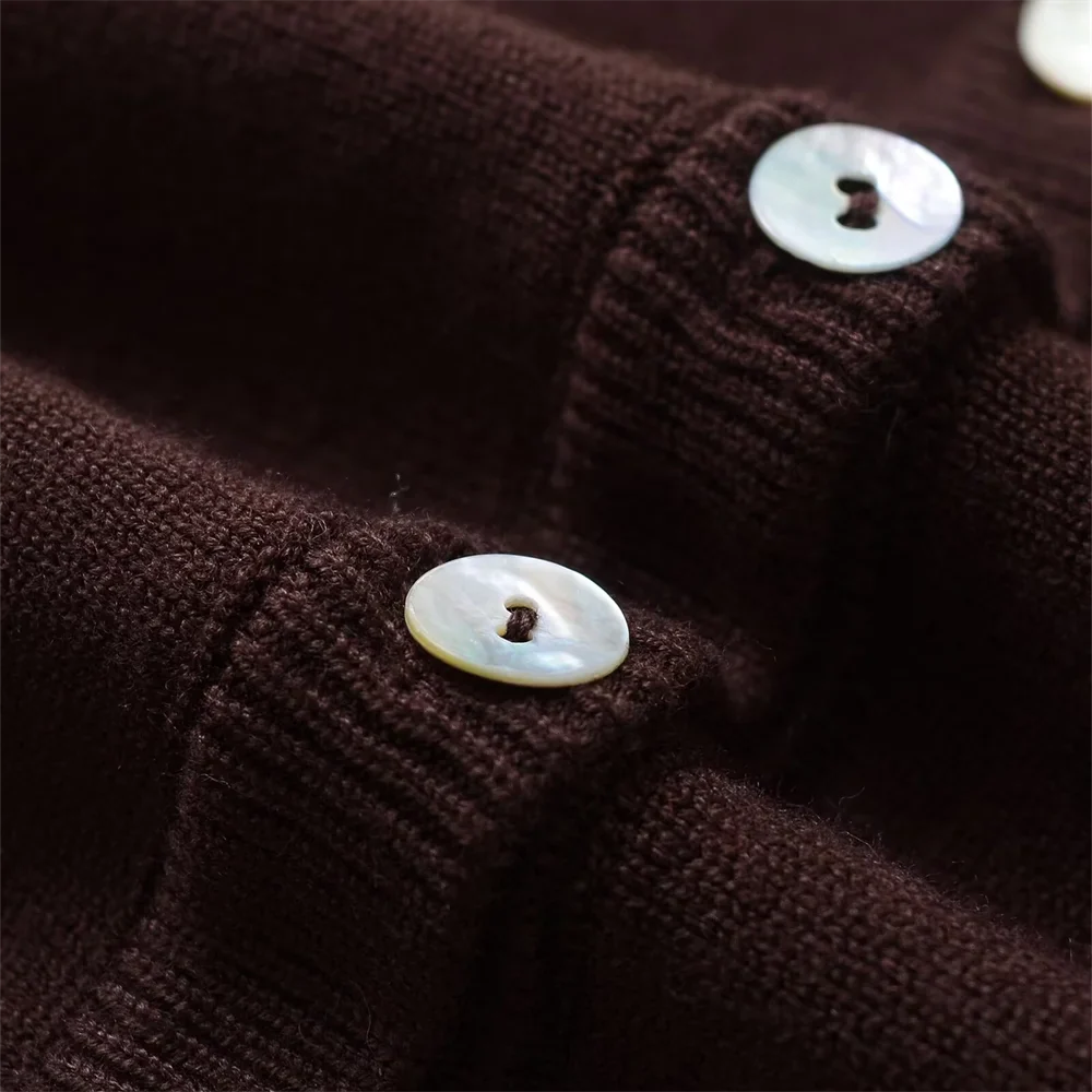 Women’s Fashion Casual Simple Slim fit V-neck Long Sleeved Knitted Jacket