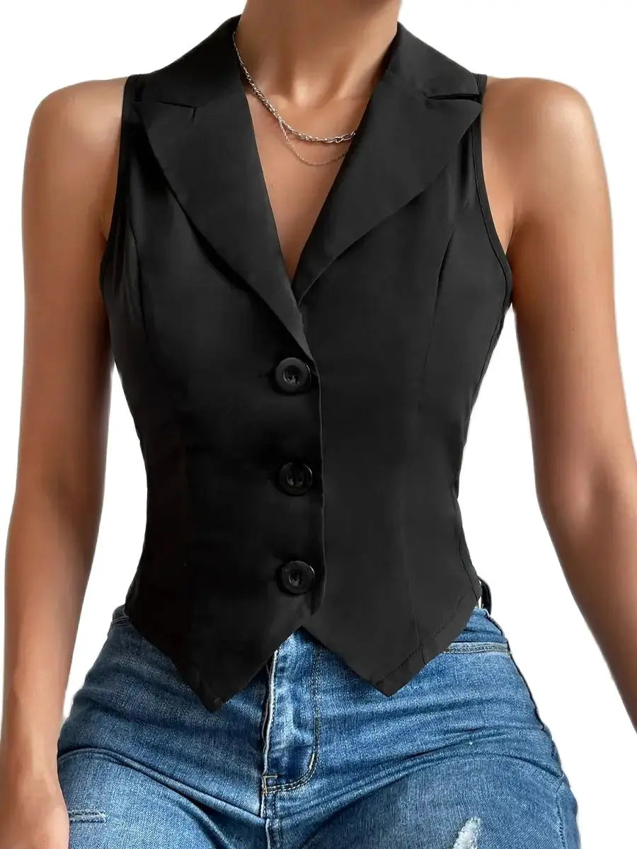 Women’s fashion casual slim vest - black / S