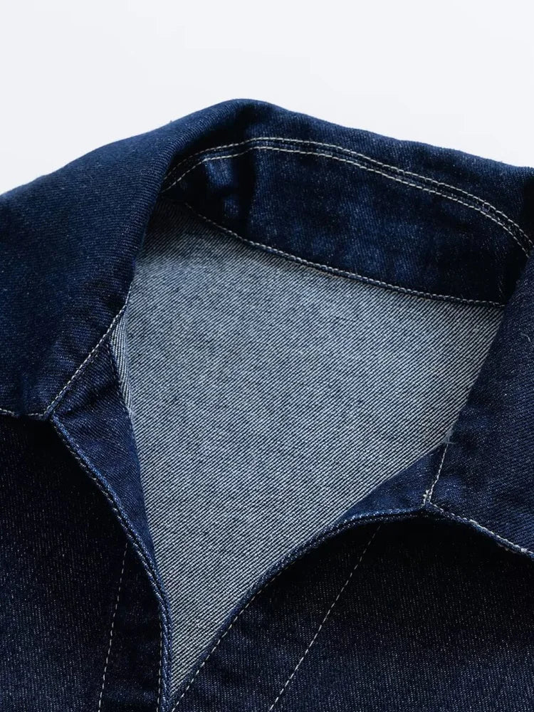 Women’s Fashion Cropped Denim Shirt