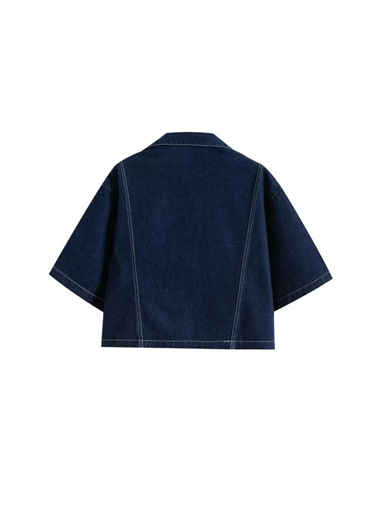 Women’s Fashion Cropped Denim Shirt