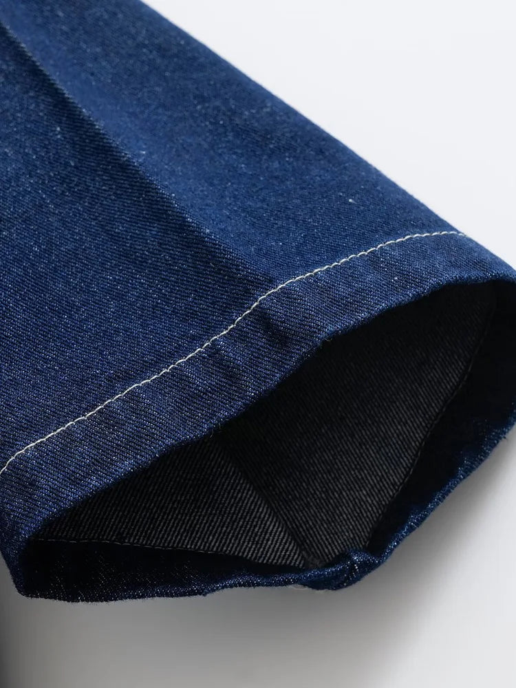 Women’s Fashion Cropped Denim Shirt