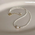 Women’s Fashion Natural Freshwater Pearl Necklace - White - electronic accessories