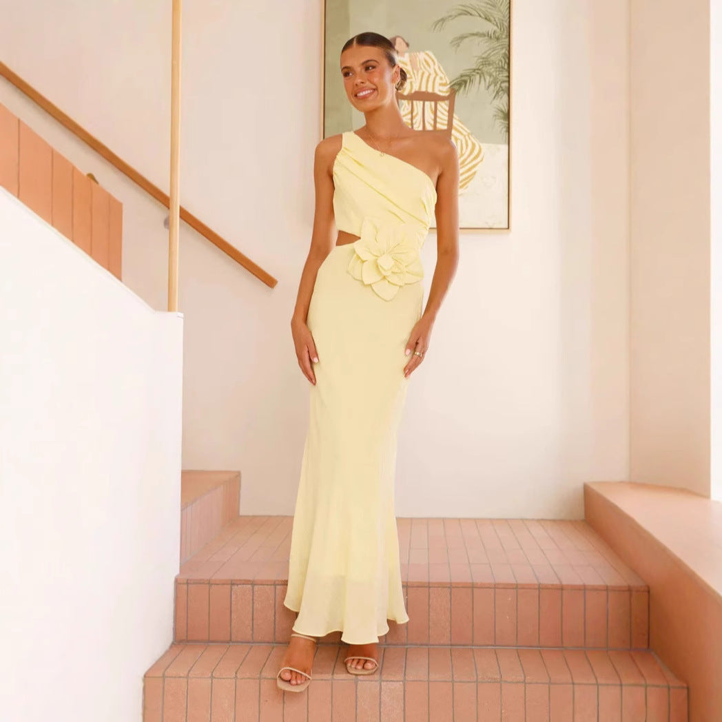 Women’s Fashion Pure Color Tube-top Dress - Other