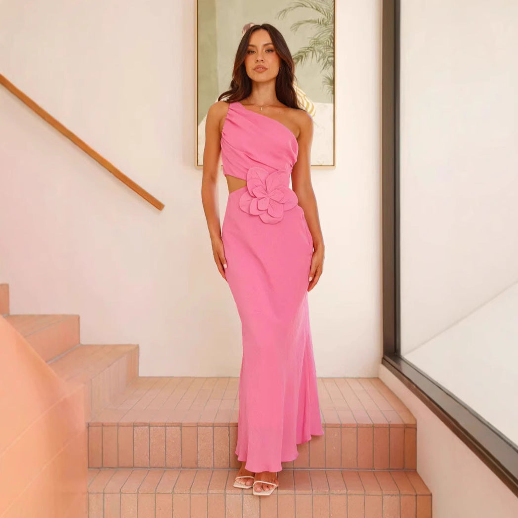 Women’s Fashion Pure Color Tube-top Dress - Other