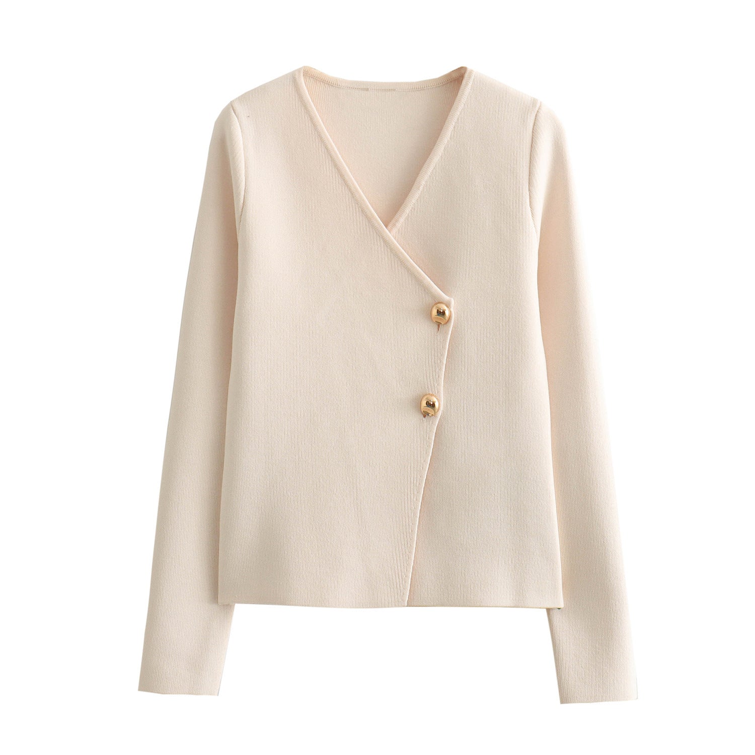 Women’s Fashionable Asymmetric Button Coat - Beige / L - electronic accessories