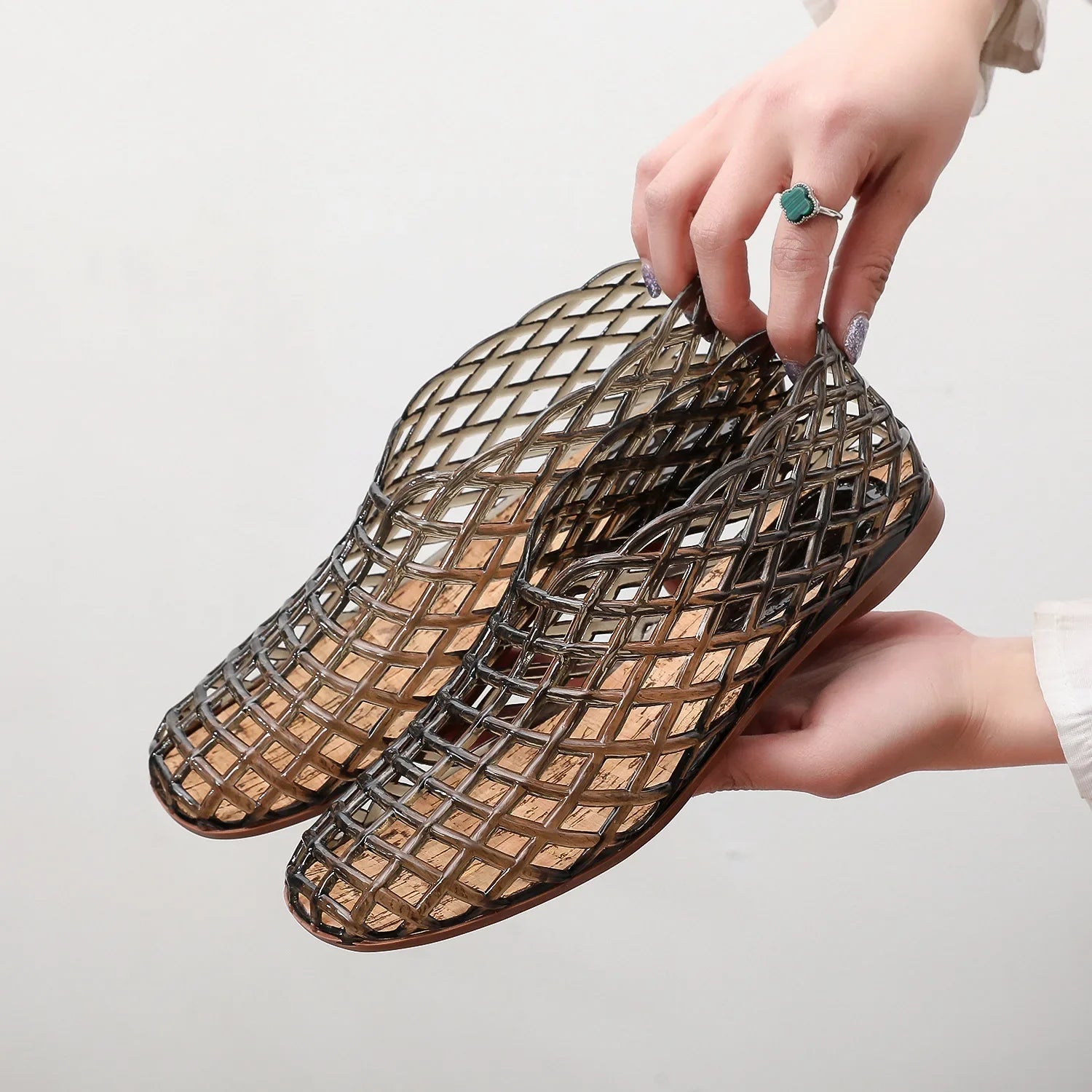 Women’s Flat Sandals Breathable Summer Casual Jelly - black / 36