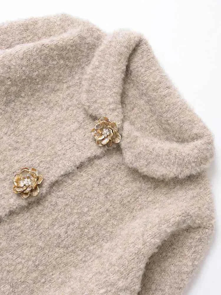 Women's Floral Button Knit Cardigan Sweater