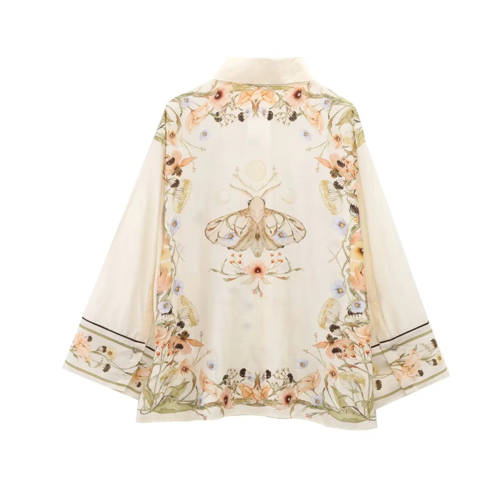 Women’s Floral Pattern Shirt With Rolled Edge Design Long Pants