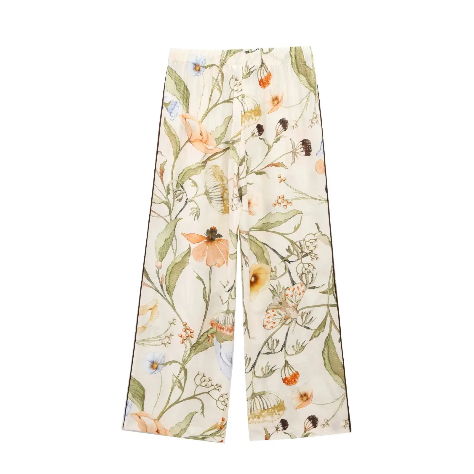 Women’s Floral Pattern Shirt With Rolled Edge Design Long Pants