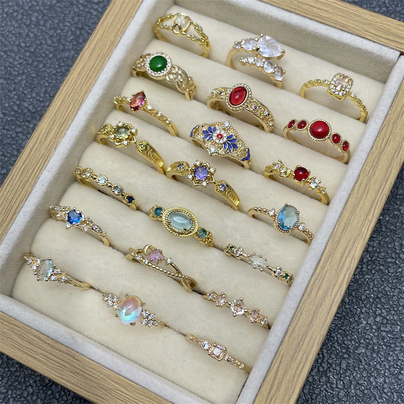 Women’s French Aquamarine Colored Gems Zircon Ring - electronic accessories