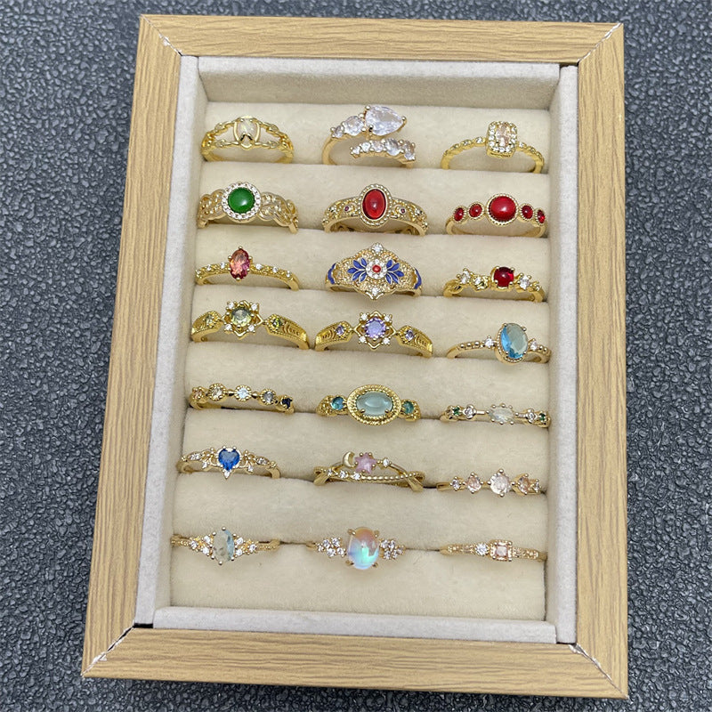 Women’s French Aquamarine Colored Gems Zircon Ring - electronic accessories