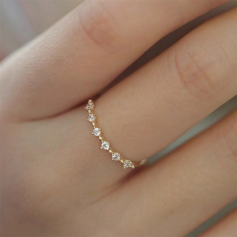 Women’s French Aquamarine Colored Gems Zircon Ring - electronic accessories