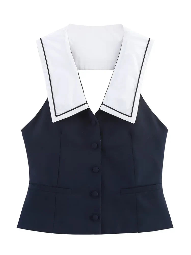 Women’s French Design Vest Top - black / XS