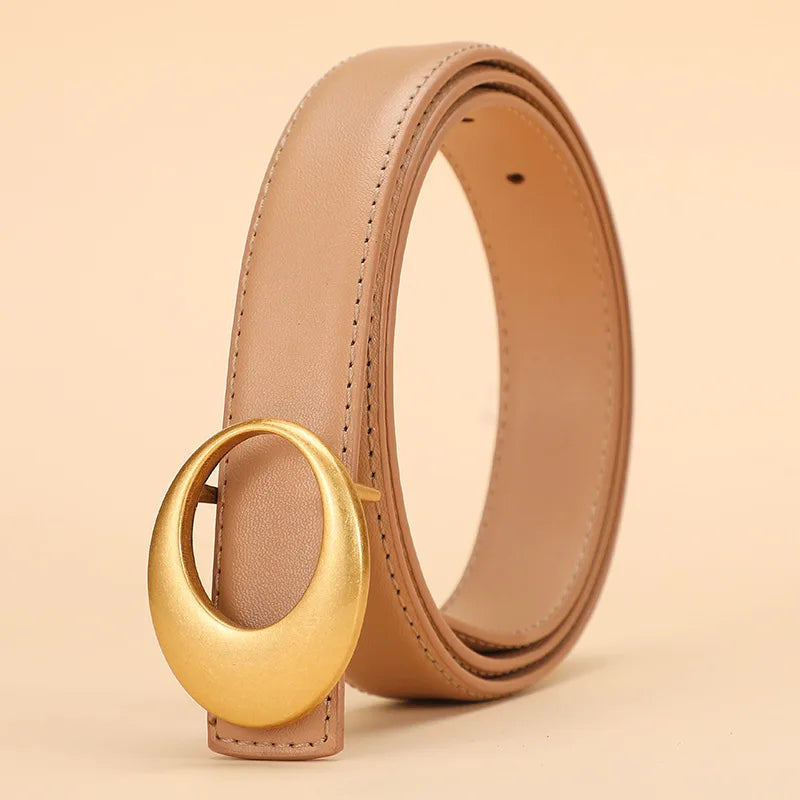 Women’s Genuine Leather Belt - apricot / 110cm / CHINA