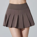 Womens Girl High Waisted Pleated Tennis Skirt - Tawny brown / L