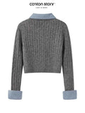 Women's Grey Cardigan Knitted Sweater