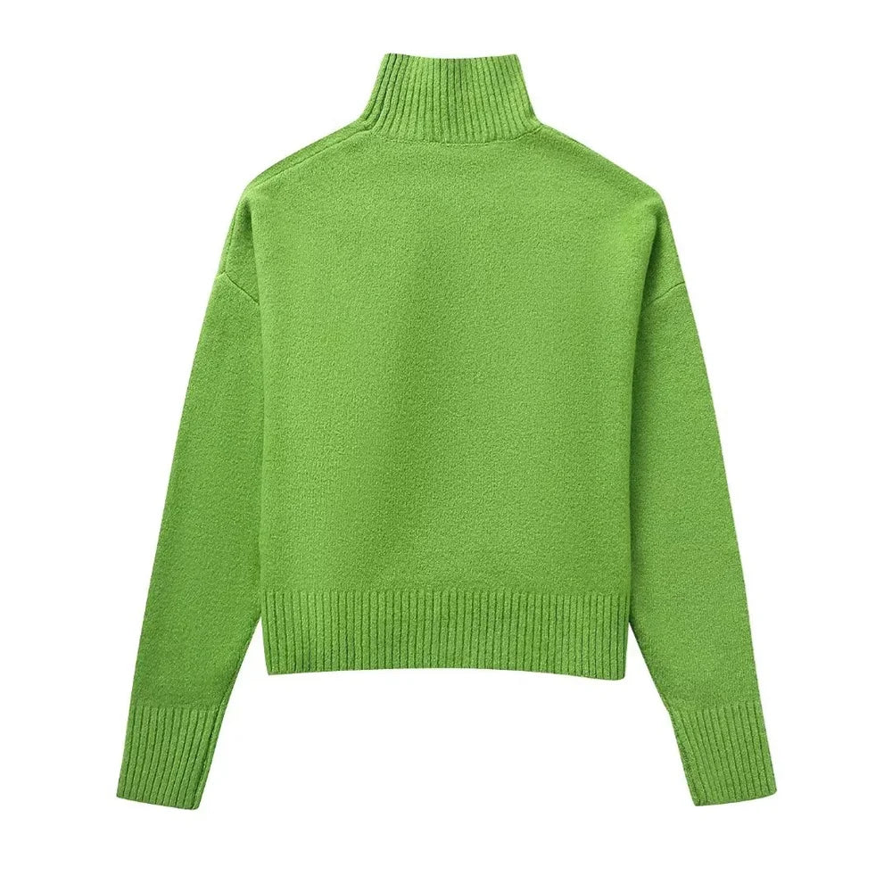 Women’s Half High Neck Soft Knit Pullover Sweater