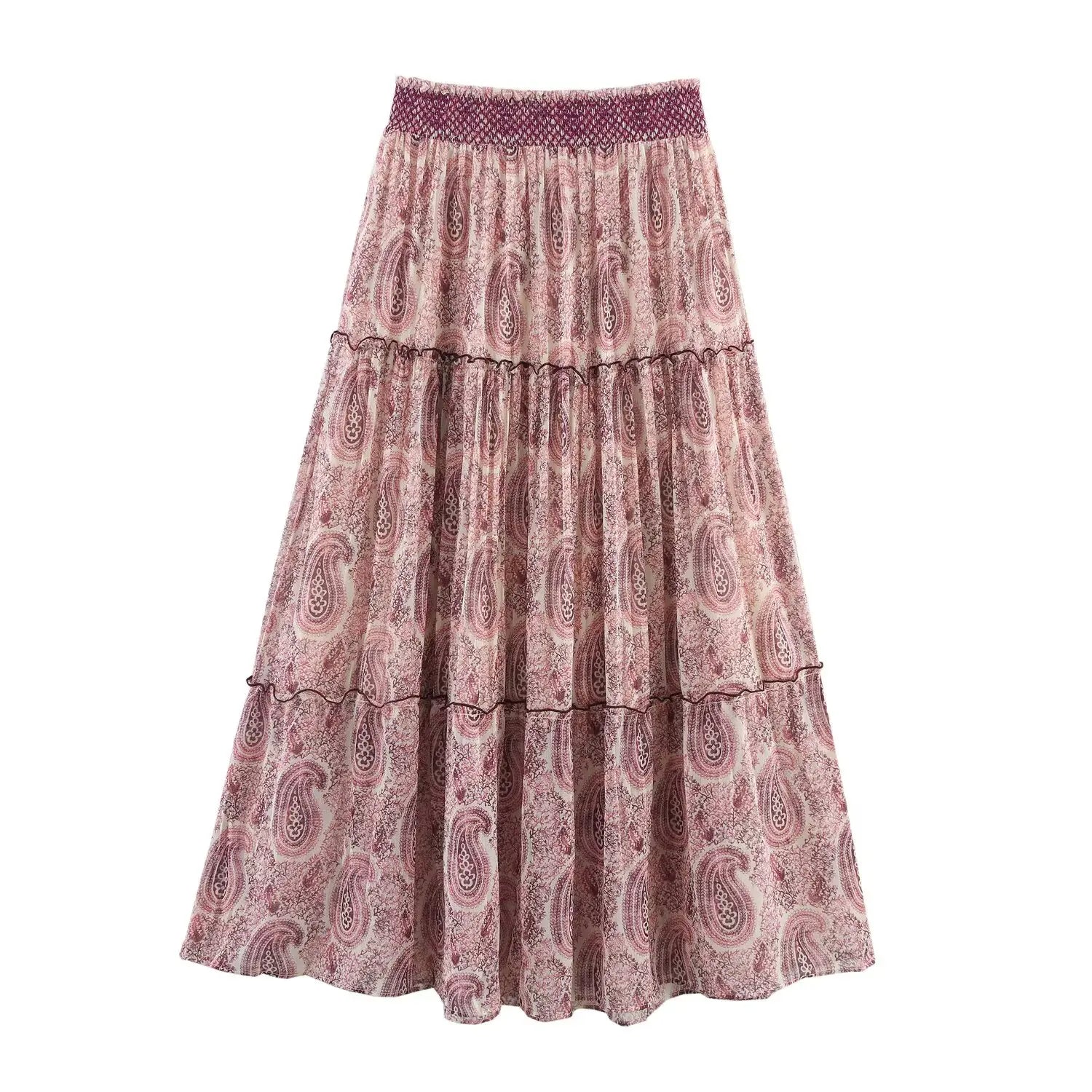Women’s Half Skirt Retro Printed Elastic High Waist - MULTI / S
