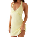 Women’s Halter Neck Tank Dress - Yellow / S