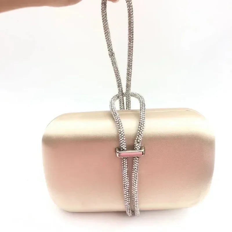 Women’s Handbag Satin Iron Box Evening Bag - Champange / 20cm